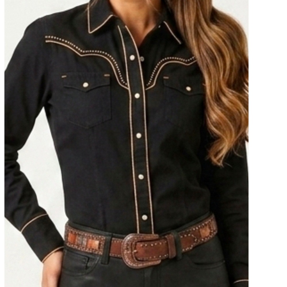 Ariat Brown Leather Belt Small Western Serape Studded Copper Floral Buckle Boho